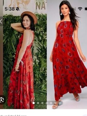 SOLD! Free People Intimately Garden Party Red Floral Maxi Dress